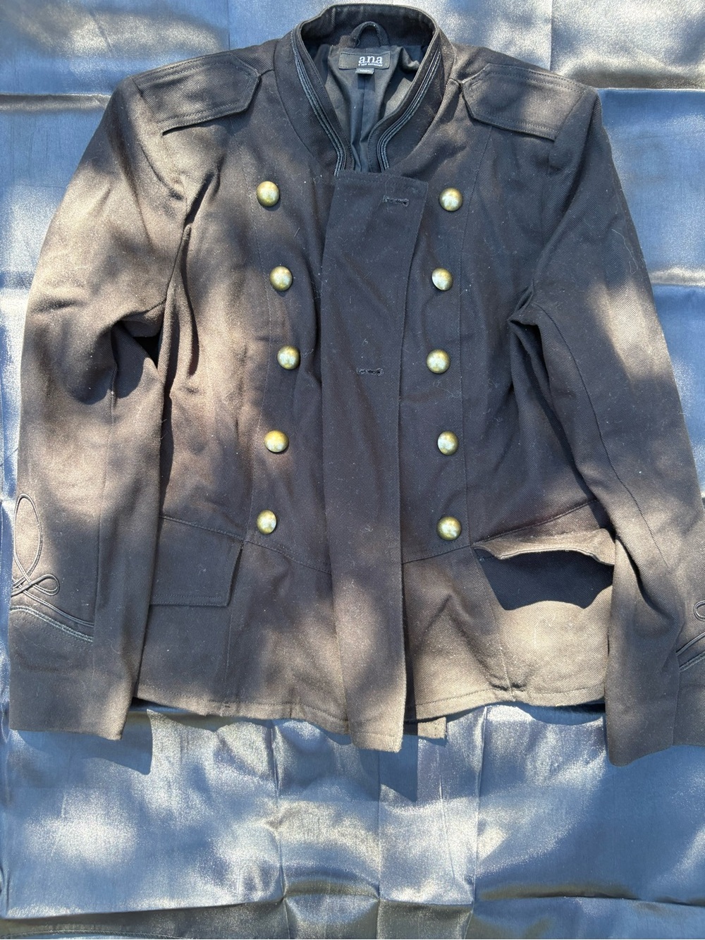 A.n.a Women's Double-Breasted Military-Style Black Jacket